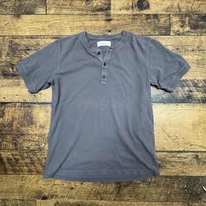 IMOGENE AND WILLIE Mens Gray Short Sleeve Henley T Shirt Size Small Made in USA